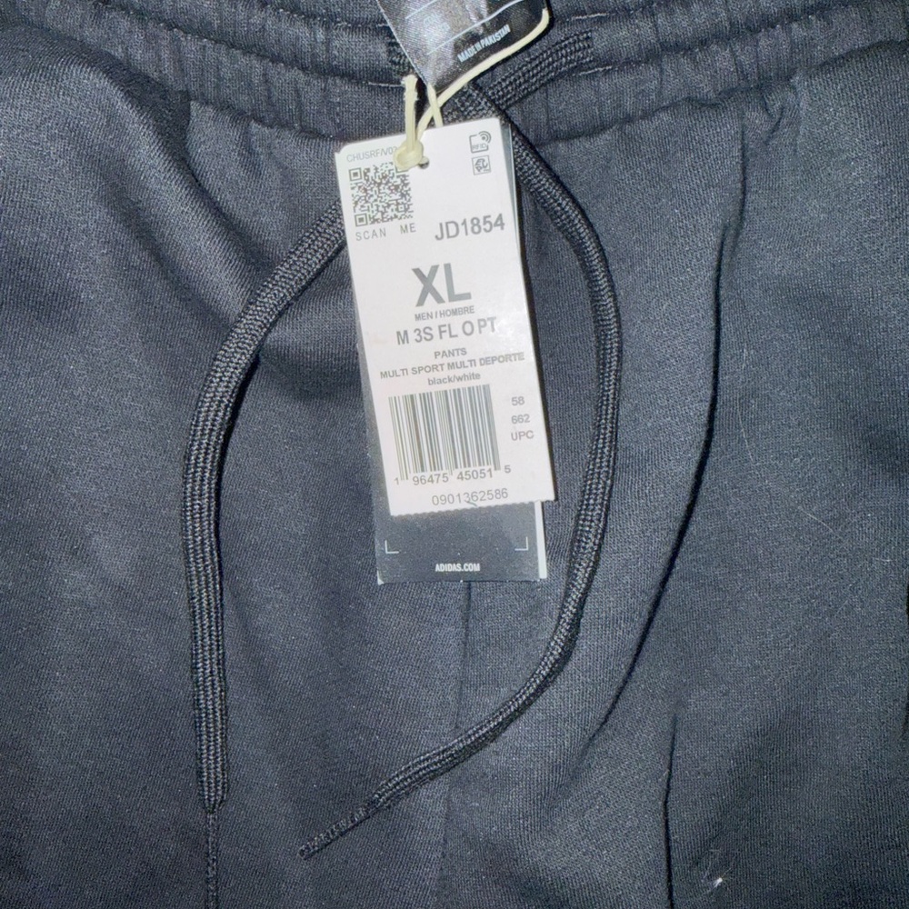 Adidas Black Sweat Pants with White Stripes - Picture 2 of 2